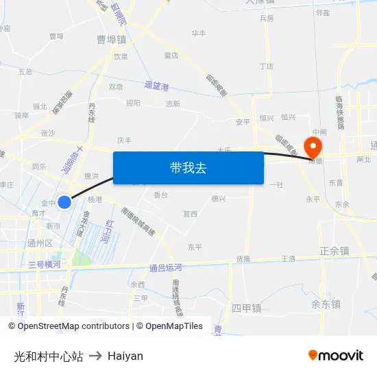 光和村中心站 to Haiyan map