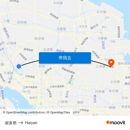 谢家桥 to Haiyan map