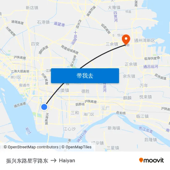 振兴东路星宇路东 to Haiyan map