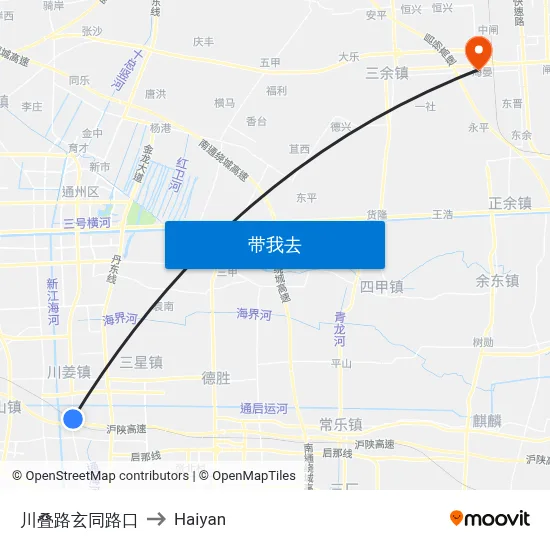 川叠路玄同路口 to Haiyan map