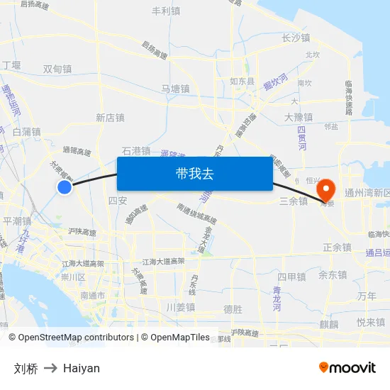 刘桥 to Haiyan map