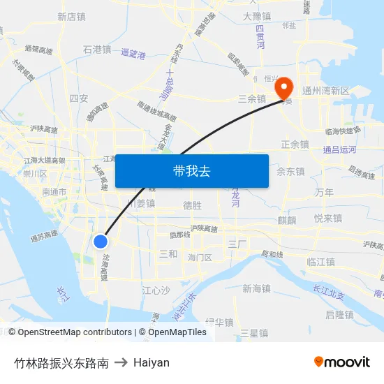 竹林路振兴东路南 to Haiyan map