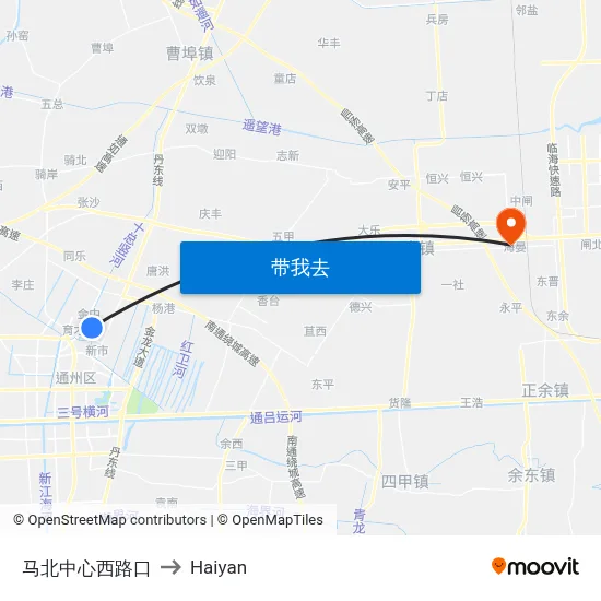马北中心西路口 to Haiyan map