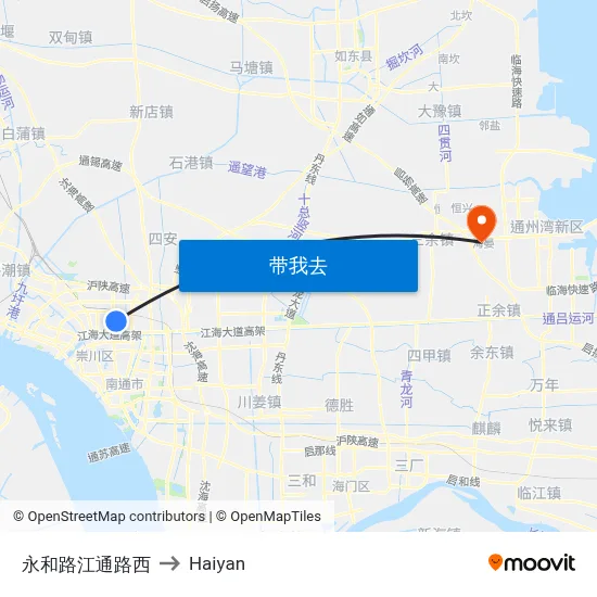 永和路江通路西 to Haiyan map