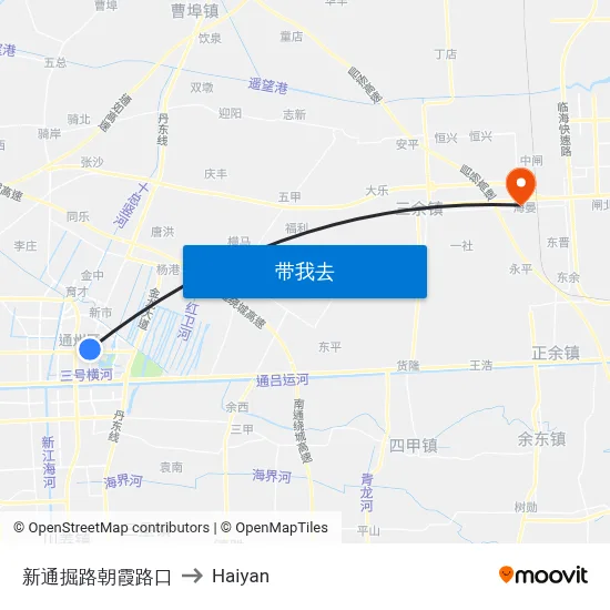 新通掘路朝霞路口 to Haiyan map