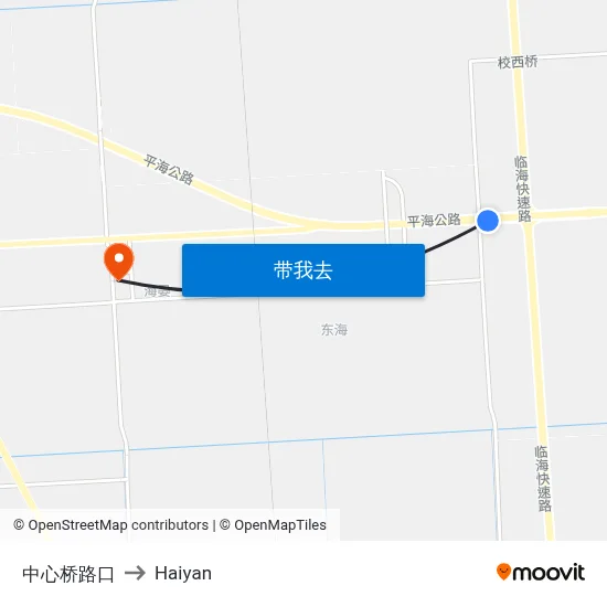 中心桥路口 to Haiyan map