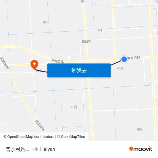 晋余村路口 to Haiyan map