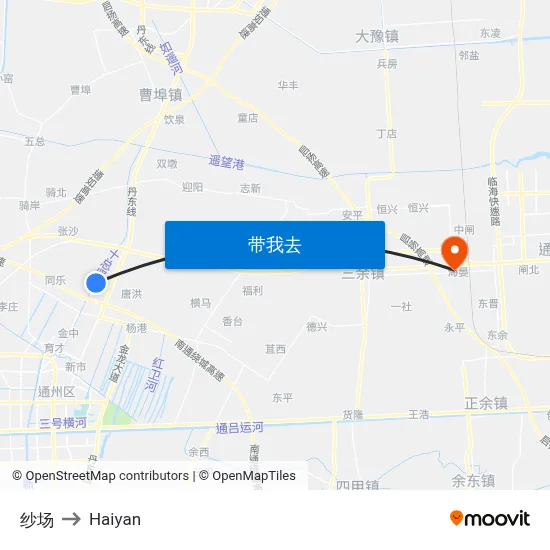 纱场 to Haiyan map