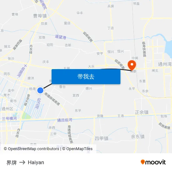 界牌 to Haiyan map