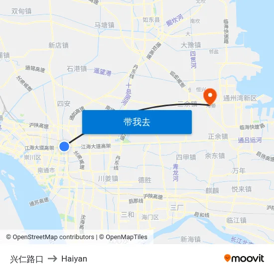 兴仁路口 to Haiyan map