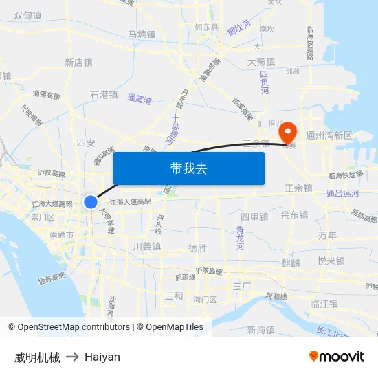 威明机械 to Haiyan map
