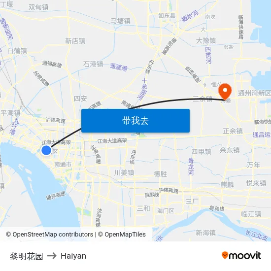 黎明花园 to Haiyan map