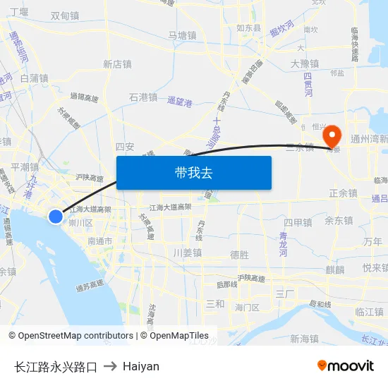 长江路永兴路口 to Haiyan map