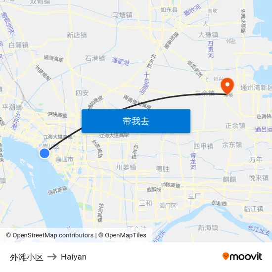 外滩小区 to Haiyan map