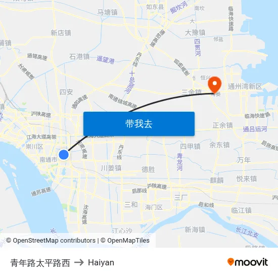 青年路太平路西 to Haiyan map