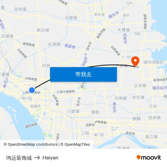 鸿运装饰城 to Haiyan map