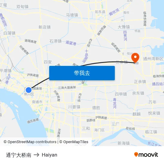 通宁大桥南 to Haiyan map
