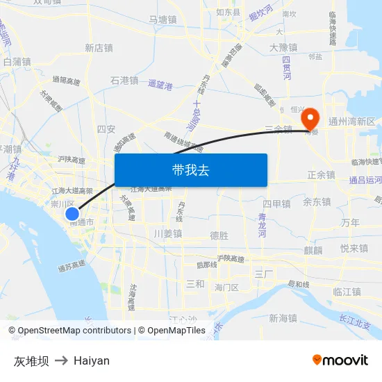 灰堆坝 to Haiyan map