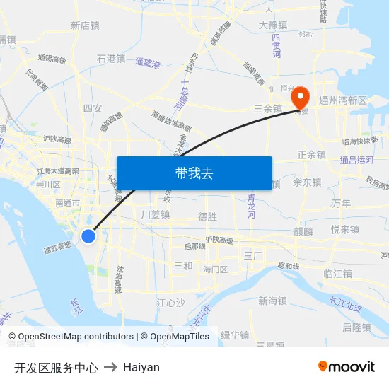 开发区服务中心 to Haiyan map