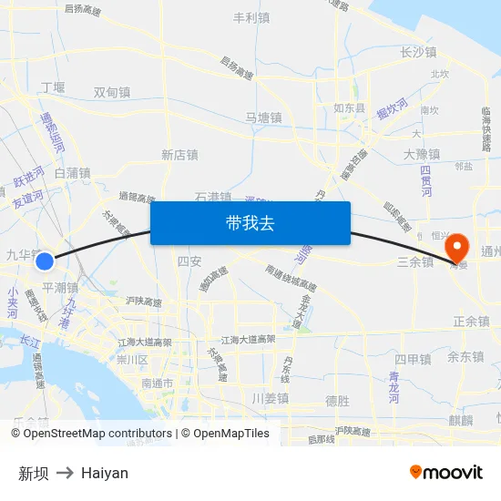 新坝 to Haiyan map