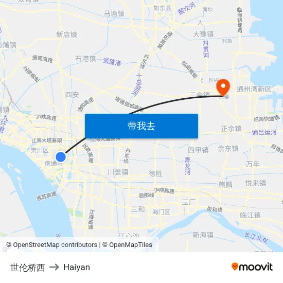 世伦桥西 to Haiyan map
