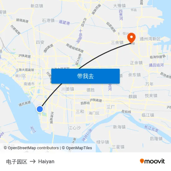 电子园区 to Haiyan map