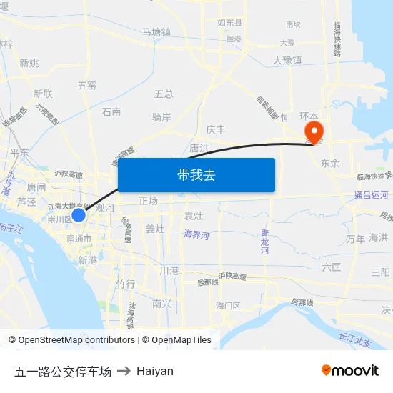 五一路公交停车场 to Haiyan map