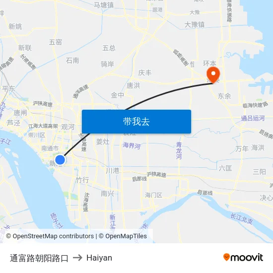 通富路朝阳路口 to Haiyan map