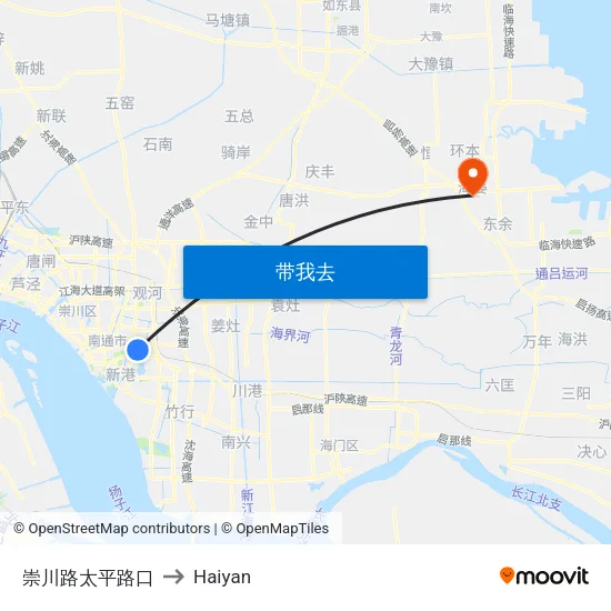 崇川路太平路口 to Haiyan map