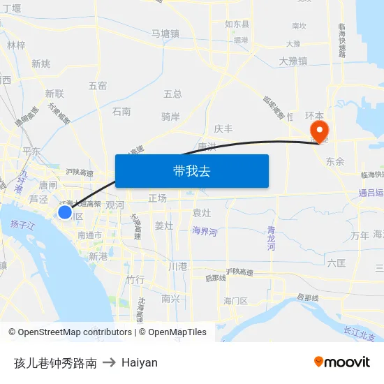 孩儿巷钟秀路南 to Haiyan map