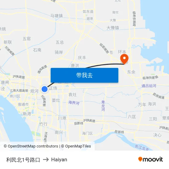 利民北1号路口 to Haiyan map