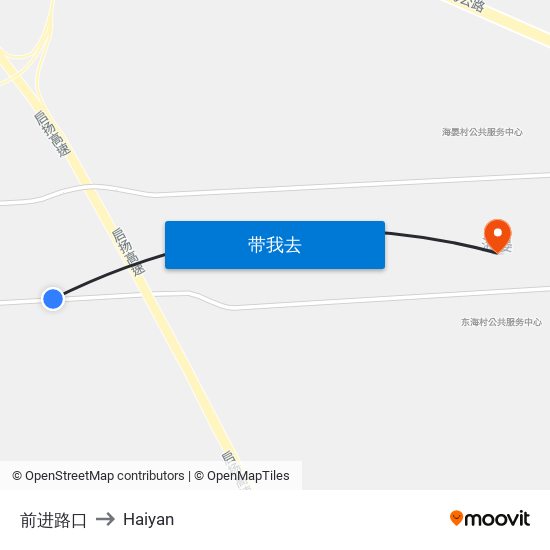 前进路口 to Haiyan map