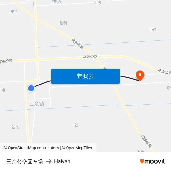 三余公交回车场 to Haiyan map