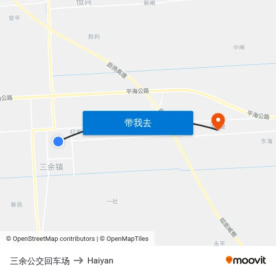 三余公交回车场 to Haiyan map