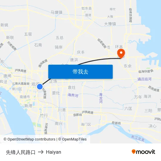先锋人民路口 to Haiyan map