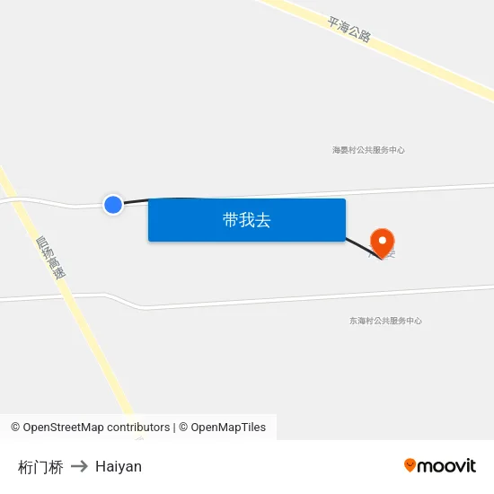 桁门桥 to Haiyan map