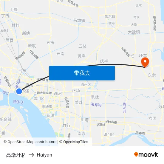 高墩圩桥 to Haiyan map