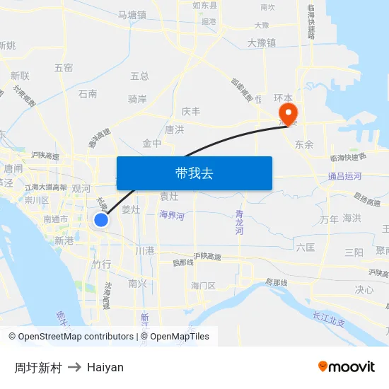 周圩新村 to Haiyan map