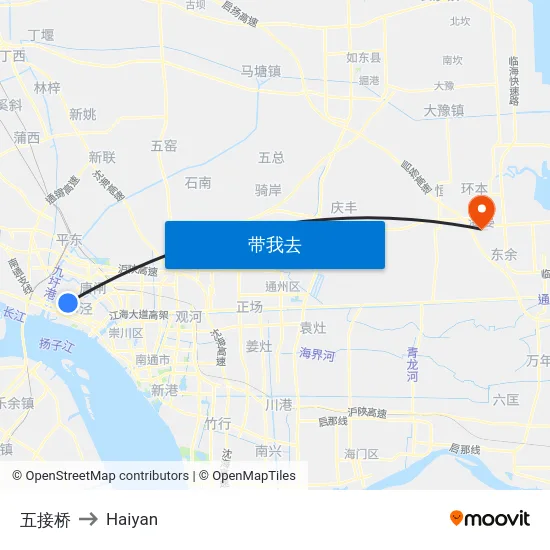 五接桥 to Haiyan map
