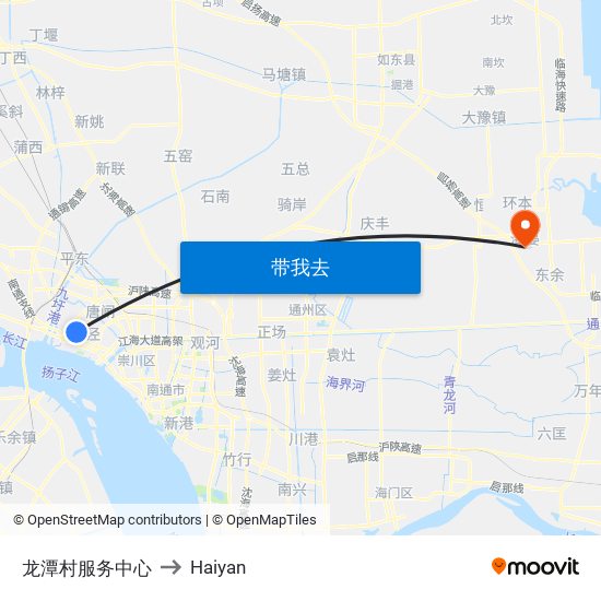 龙潭村服务中心 to Haiyan map