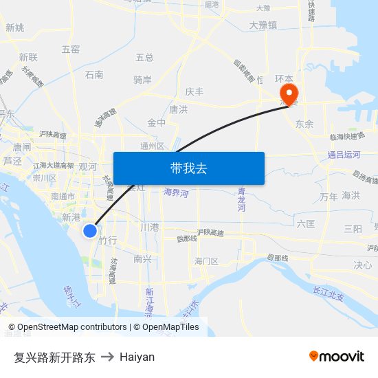 复兴路新开路东 to Haiyan map