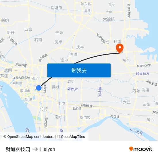 财通科技园 to Haiyan map