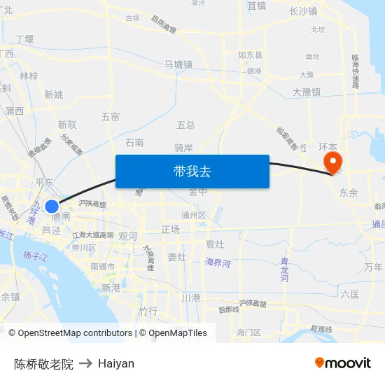 陈桥敬老院 to Haiyan map