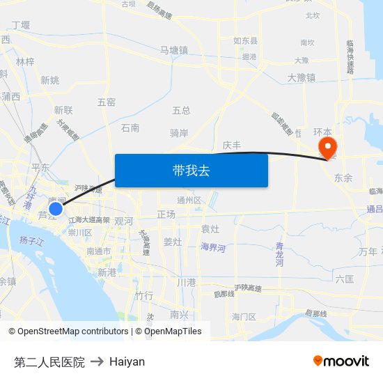 第二人民医院 to Haiyan map