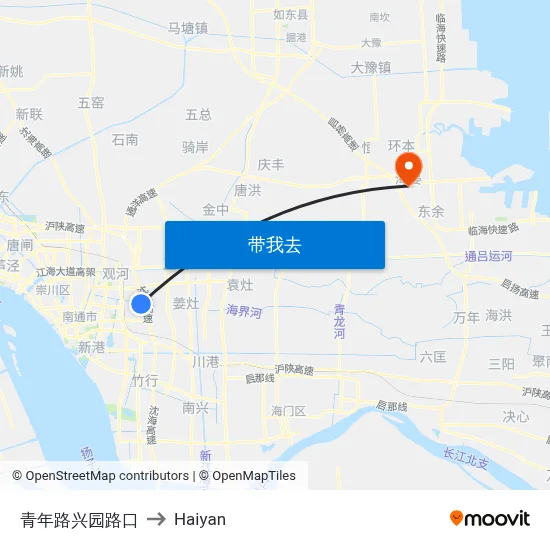 青年路兴园路口 to Haiyan map