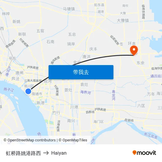 虹桥路姚港路西 to Haiyan map