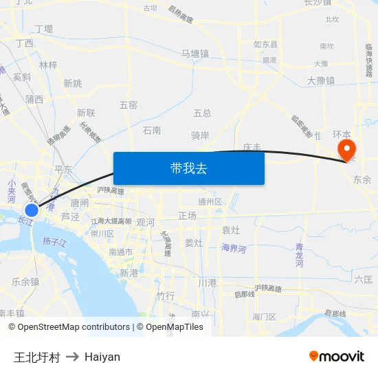 王北圩村 to Haiyan map