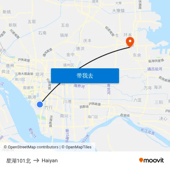 星湖101北 to Haiyan map