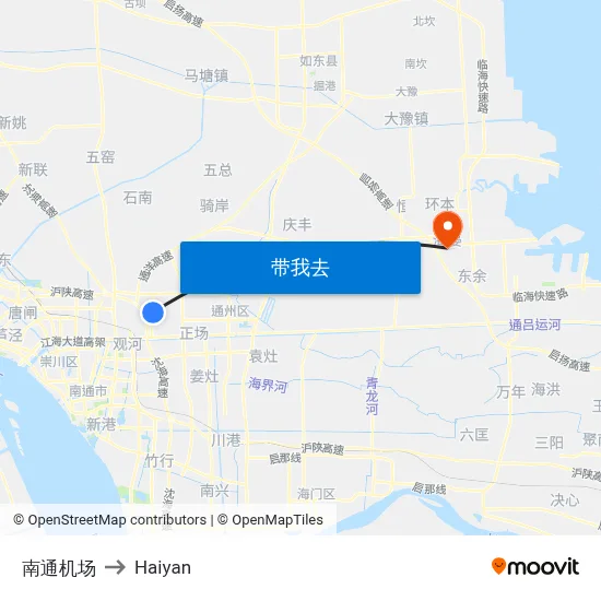 南通机场 to Haiyan map