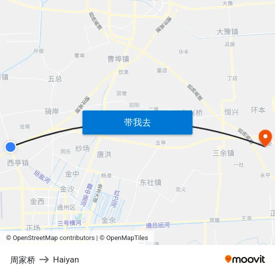 周家桥 to Haiyan map